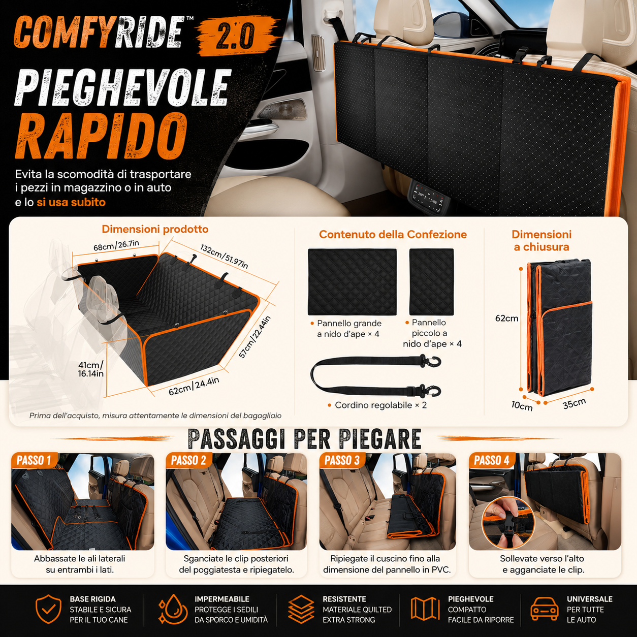 COMFYRIDE 2.0 - Estensore per sedile auto con Supporto Rigido
