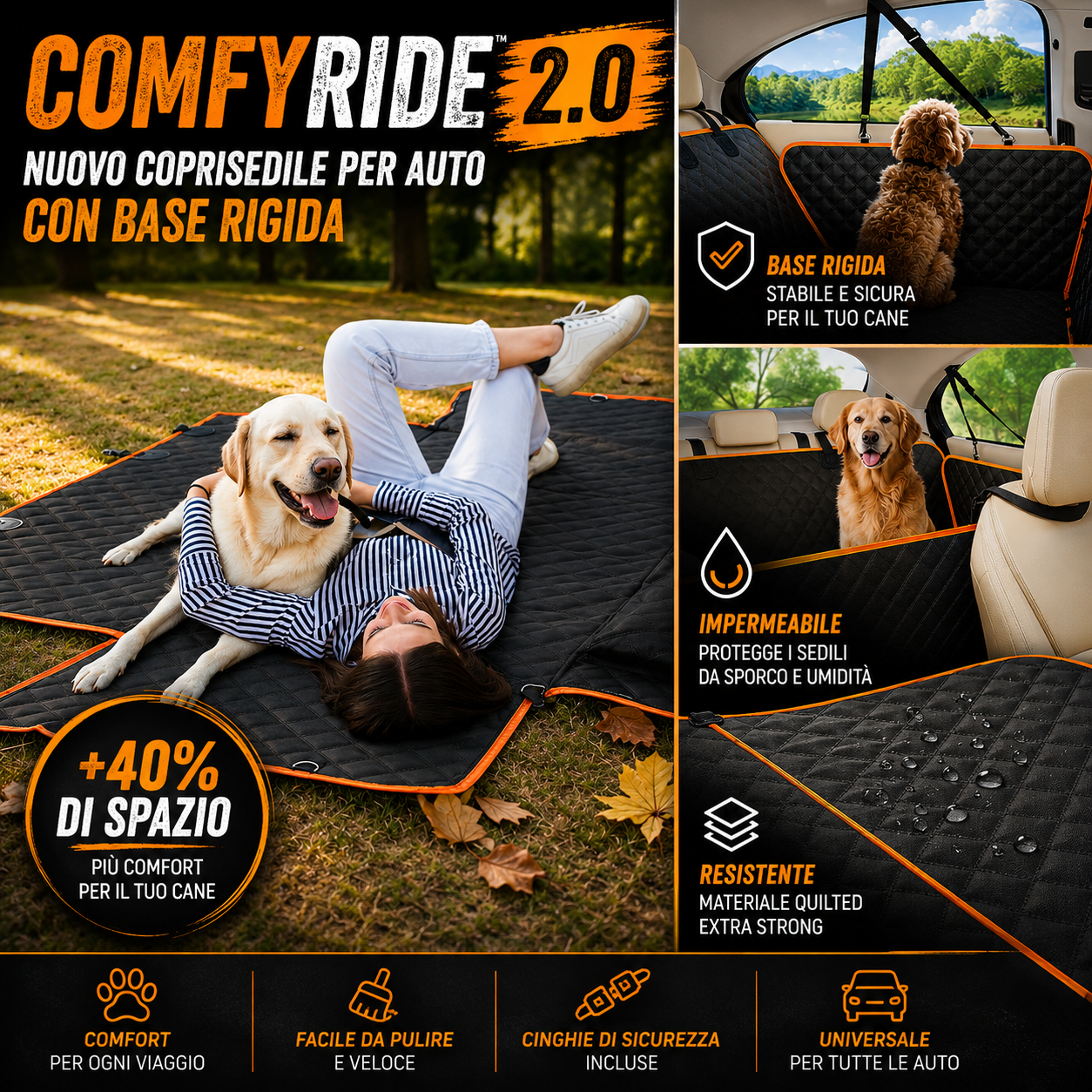 COMFYRIDE 2.0 - Estensore per sedile auto con Supporto Rigido